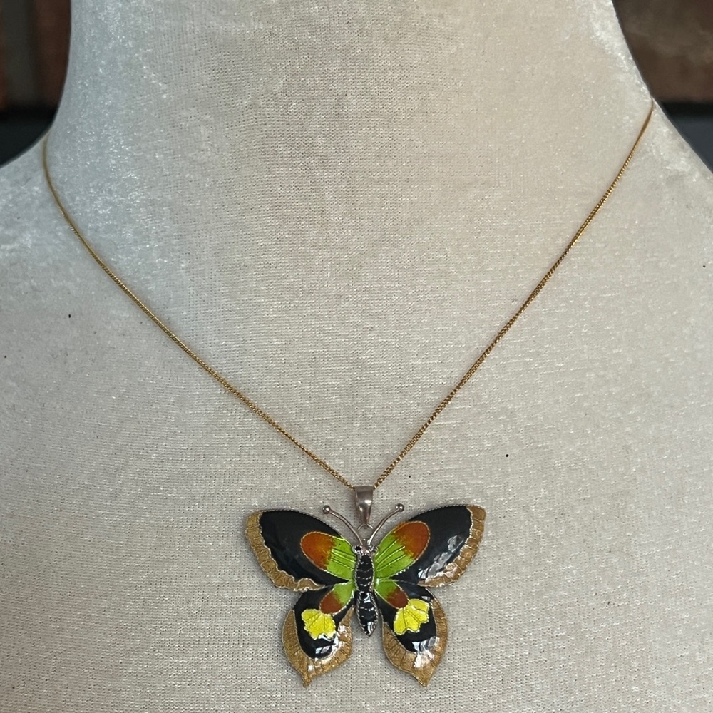 Enameled Butterfly Necklace